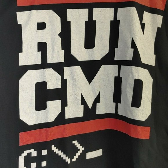 RUN CMD Retro Ring Spun T-Shirt Command Prompt DOS Programmer IT EUC XL - Picture 2 of 4